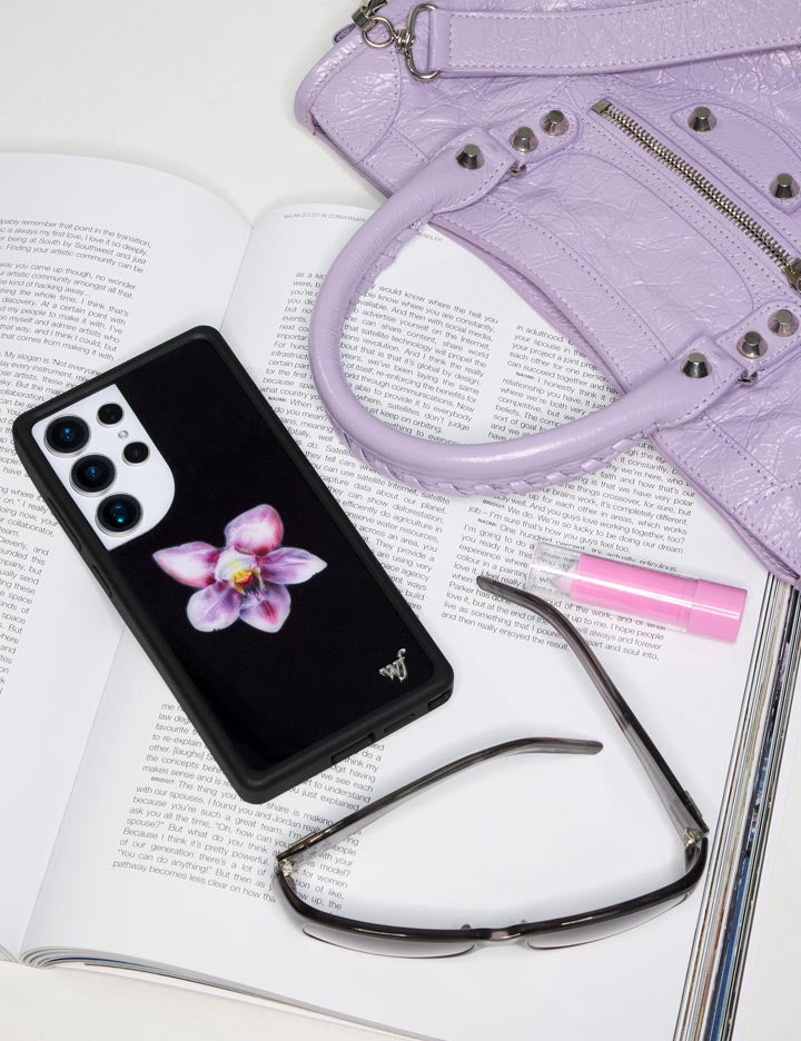 Wildflower Cases Orchid - Black Samsung Galaxy CaseGalaxy S25 Ultra Case