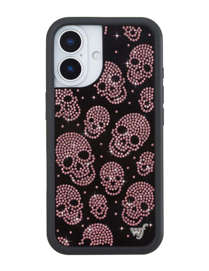 Wildflower Cases Better Half with Stas and Vic Rhinestone Skull - Black and Pink iPhone 17 Case
