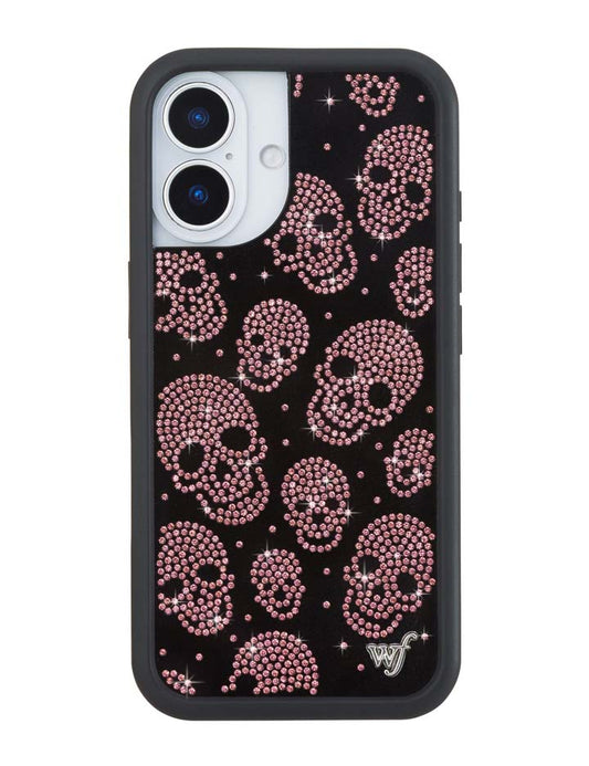 Wildflower Cases Better Half with Stas and Vic Rhinestone Skull - Black and Pink iPhone 17 Case