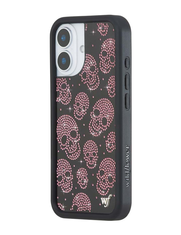 Wildflower Cases Better Half with Stas and Vic Rhinestone Skull - Black and Pink iPhone 17 Case