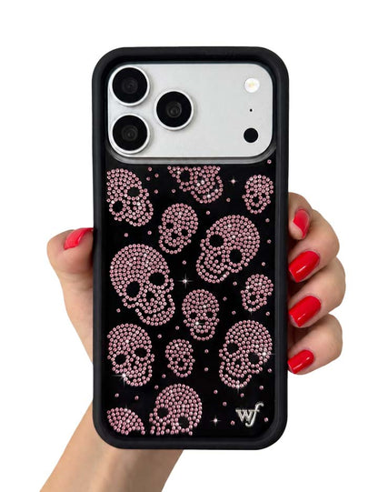 Wildflower Cases Better Half with Stas and Vic Rhinestone Skull - Black and Pink iPhone 17 Case