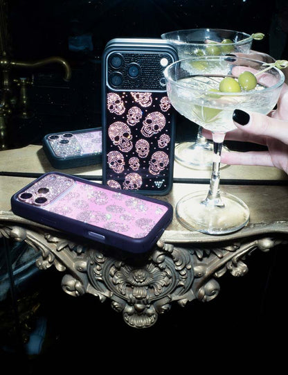 Wildflower Cases Better Half with Stas and Vic Rhinestone Skull - Black and Pink iPhone 17 Case