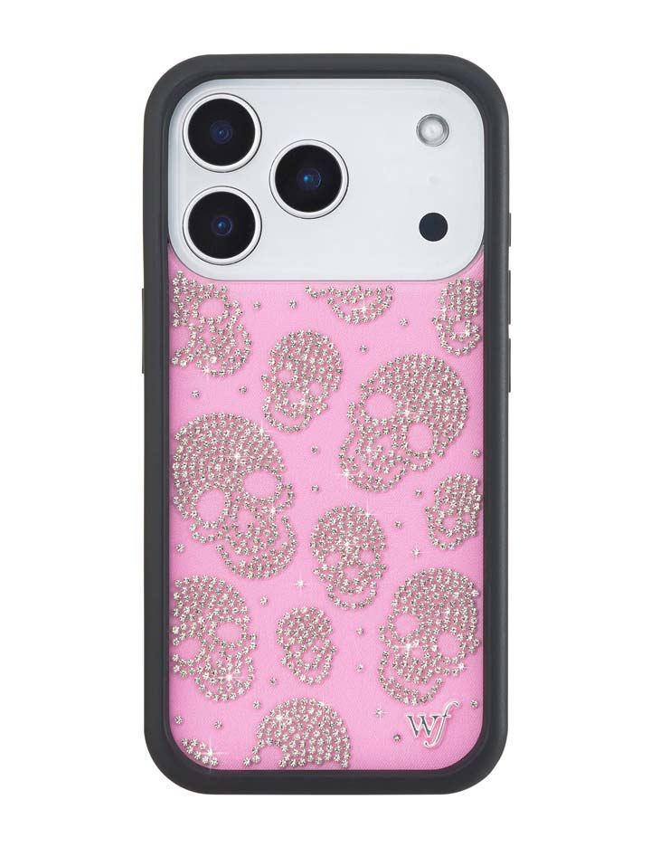 Wildflower Cases Better Half with Stas and Vic Rhinestone Skull - Pink and Clear iPhone 18 Pro Case