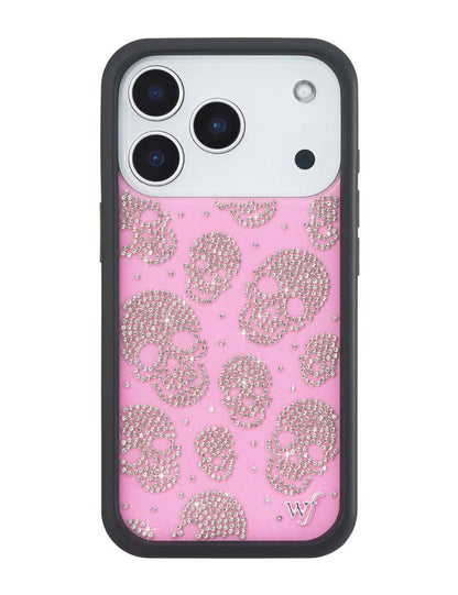 Wildflower Cases Better Half with Stas and Vic Rhinestone Skull - Pink and Clear iPhone 18 Pro Case