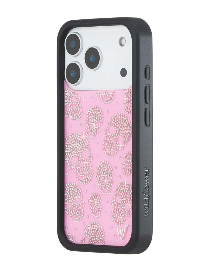 Wildflower Cases Better Half with Stas and Vic Rhinestone Skull - Pink and Clear iPhone 18 Pro Case