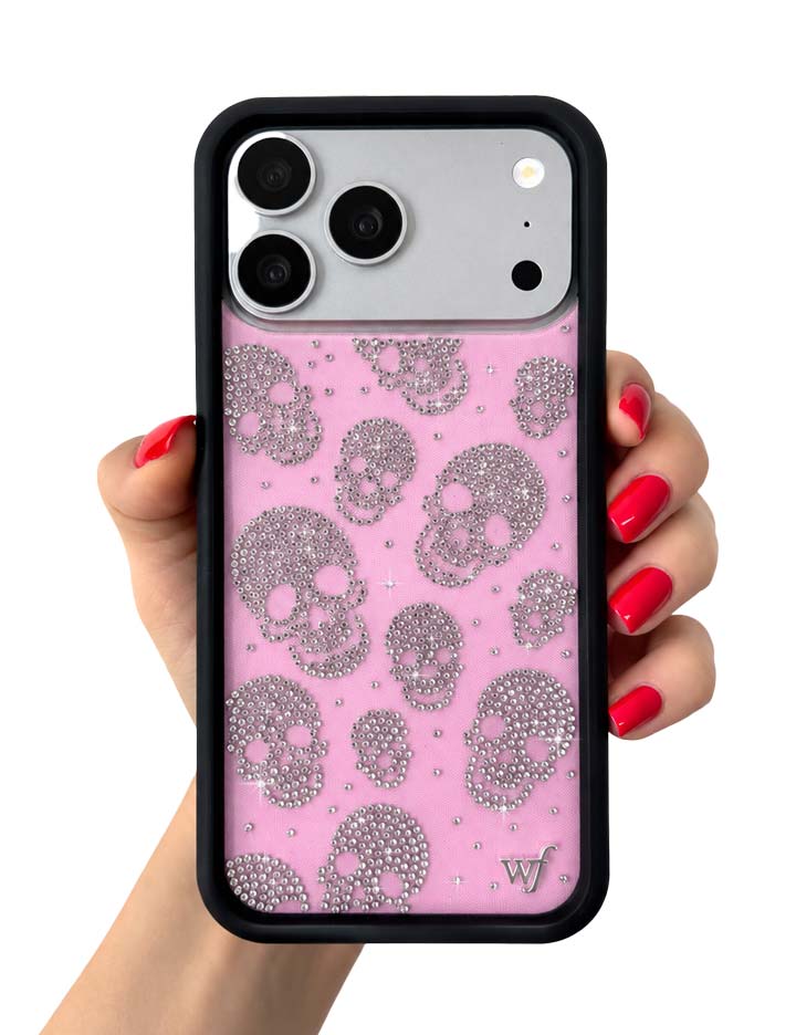 Wildflower Cases Better Half with Stas and Vic Rhinestone Skull - Pink and Clear iPhone 18 Pro Case