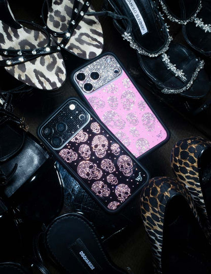 Wildflower Cases Better Half with Stas and Vic Rhinestone Skull - Pink and Clear iPhone 18 Pro Case