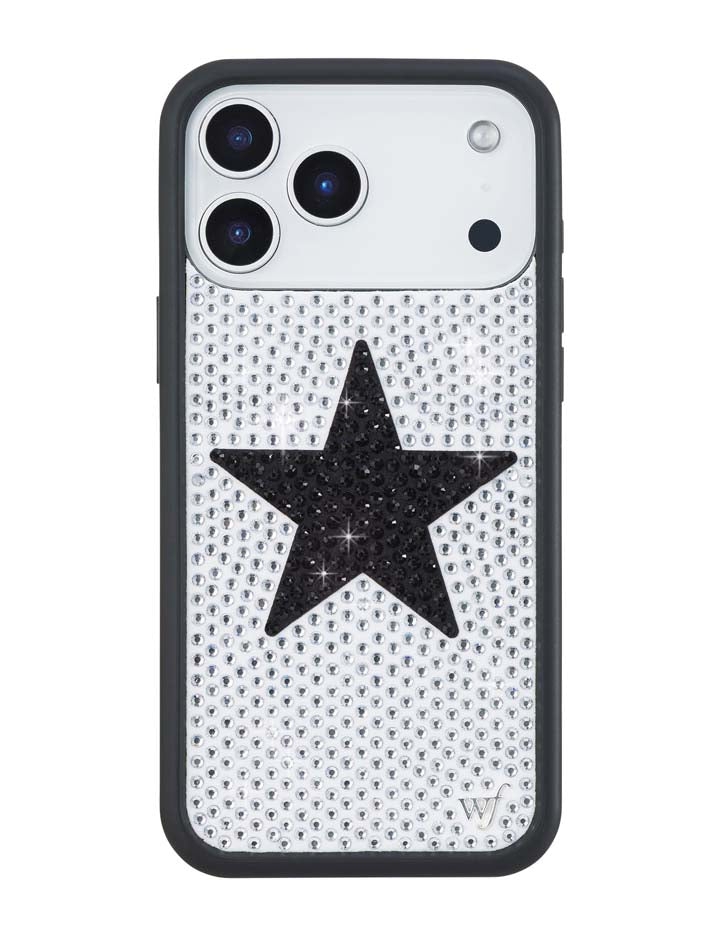 Wildflower Cases Rhinestone Star - White and Black iPhone 18 Pro Max Case