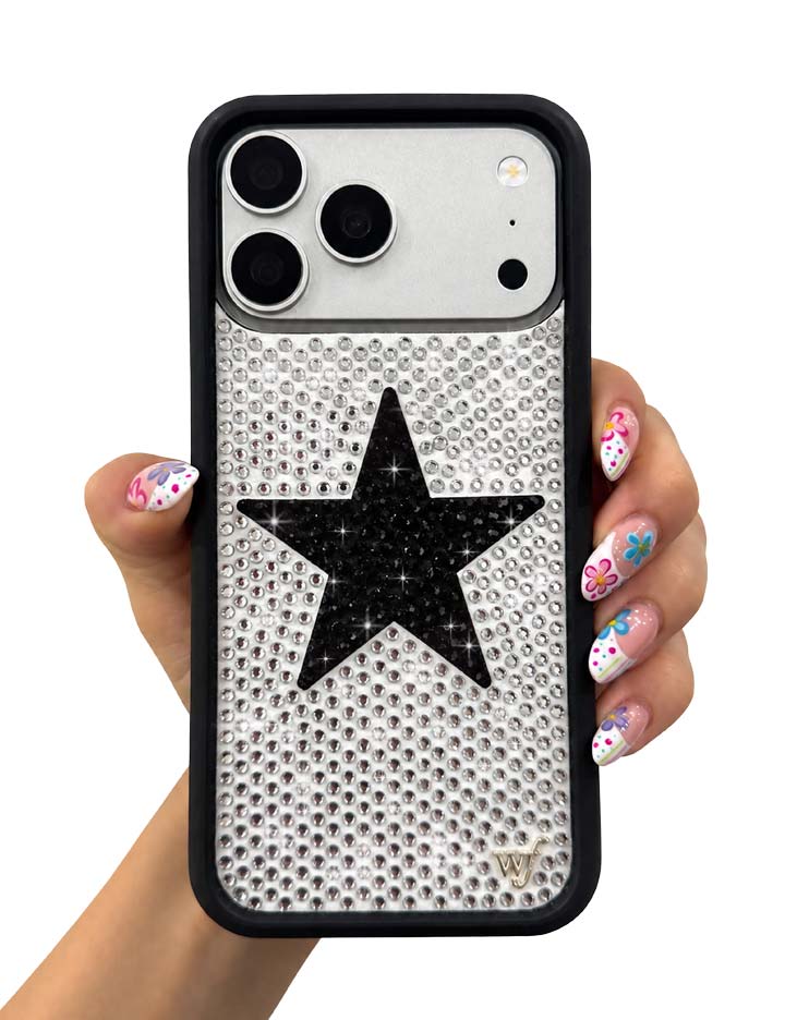 Wildflower Cases Rhinestone Star - White and Black iPhone 18 Pro Max Case
