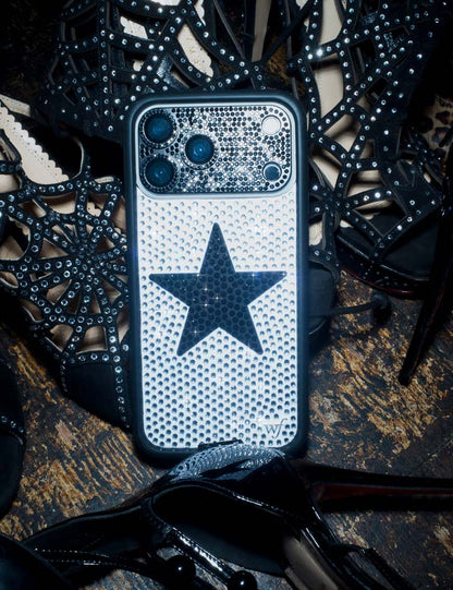 Wildflower Cases Rhinestone Star - White and Black iPhone 18 Pro Max Case