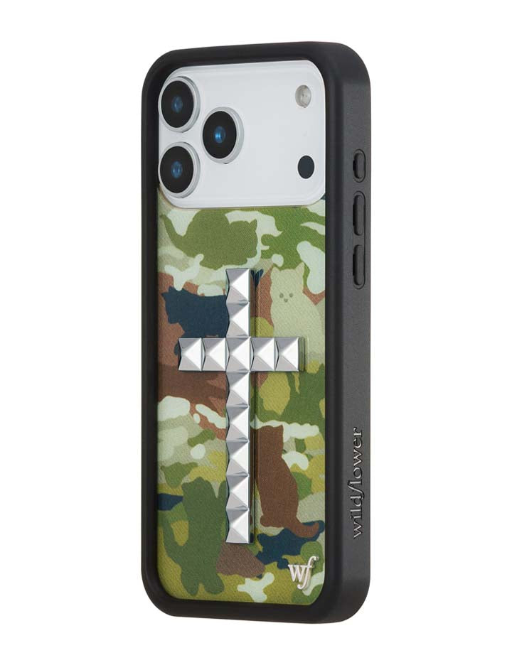 Wildflower Cases Stud Cross Cat Camo iPhone 18 Pro Max Case
