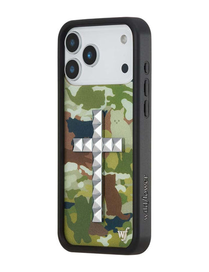Wildflower Cases Stud Cross Cat Camo iPhone 18 Pro Max Case