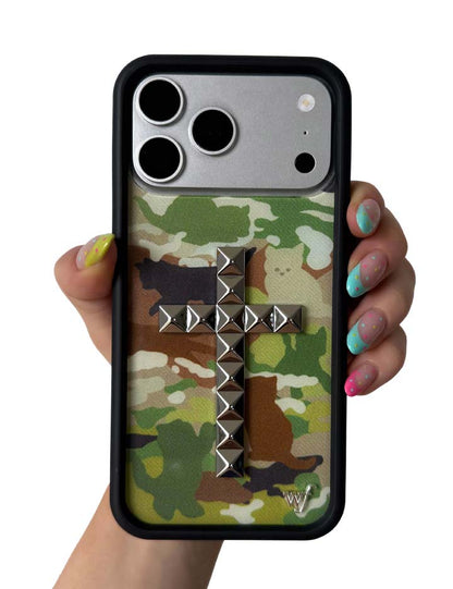 Wildflower Cases Stud Cross Cat Camo iPhone 18 Pro Max Case