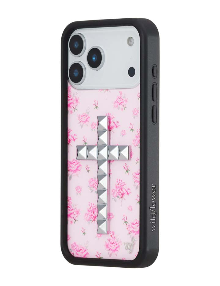 Wildflower Cases Stud Cross Forget Me Not Floral - Pink iPhone 18 Pro Max Case