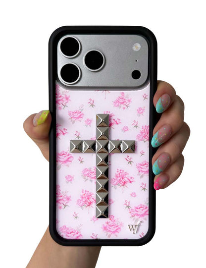 Wildflower Cases Stud Cross Forget Me Not Floral - Pink iPhone 18 Pro Max Case