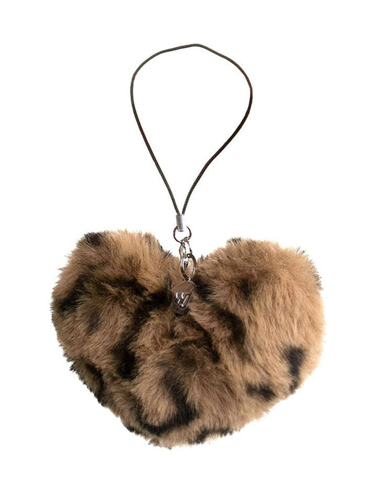 Wildflower Cases Fuzzy Heart w/ WF Charm - Leopard