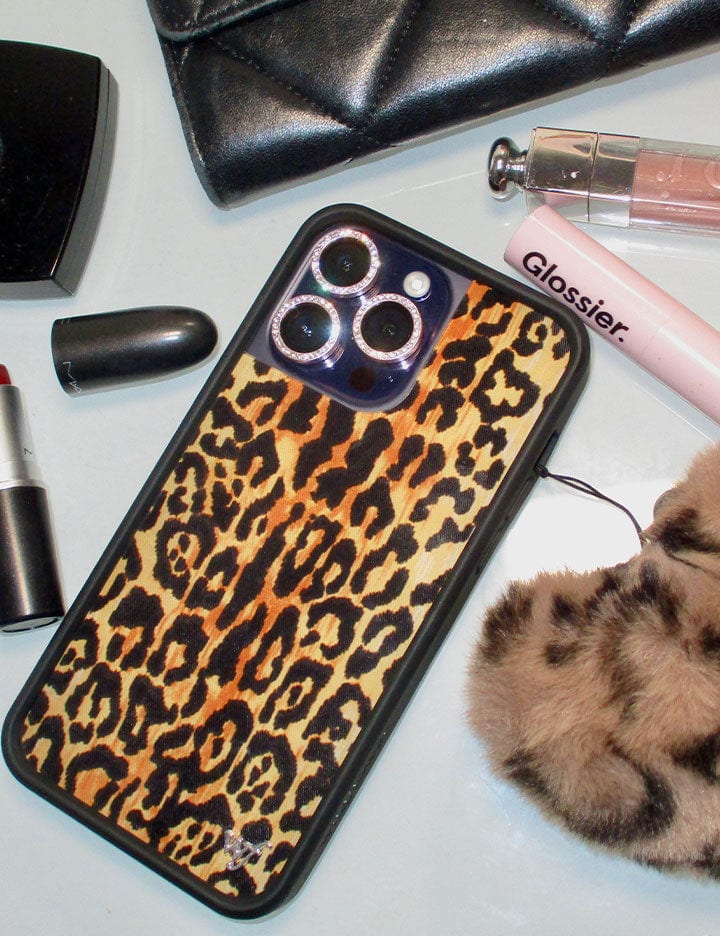 Wildflower Cases Fuzzy Heart w/ WF Charm - Leopard