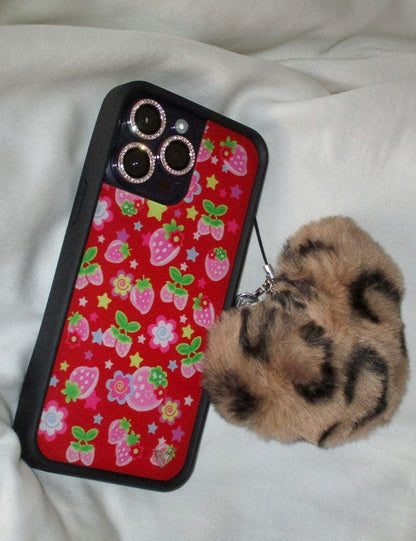Wildflower Cases Fuzzy Heart w/ WF Charm - Leopard