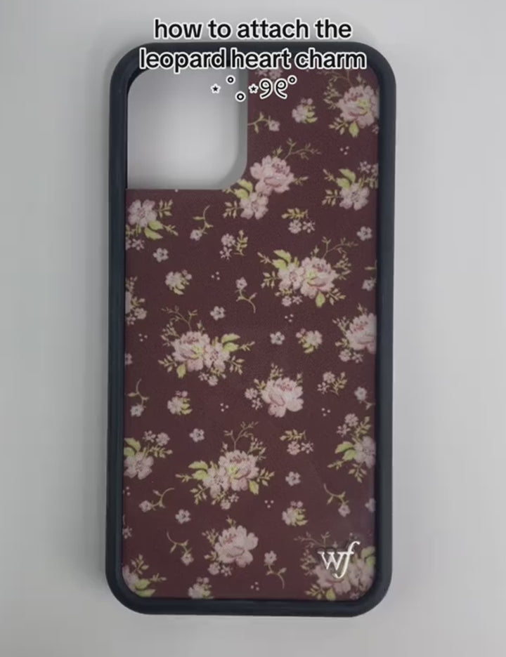 Wildflower Cases Fuzzy Heart w/ WF Charm - Leopard