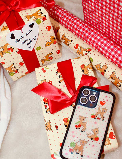 Wildflower Cases Oh Deer and Red Gingham Hearts Gift Wrap - 2 Pack