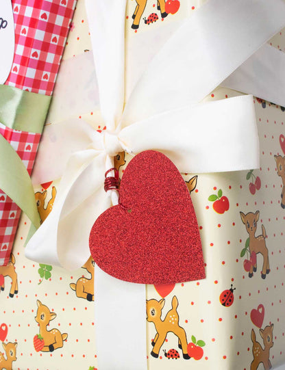Wildflower Cases Red Glitter Heart Hangtag - Set of 10