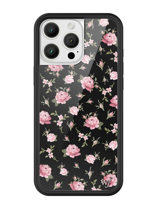Wildflower Cases Black and Pink Floral iPhone 16 Pro Max Case