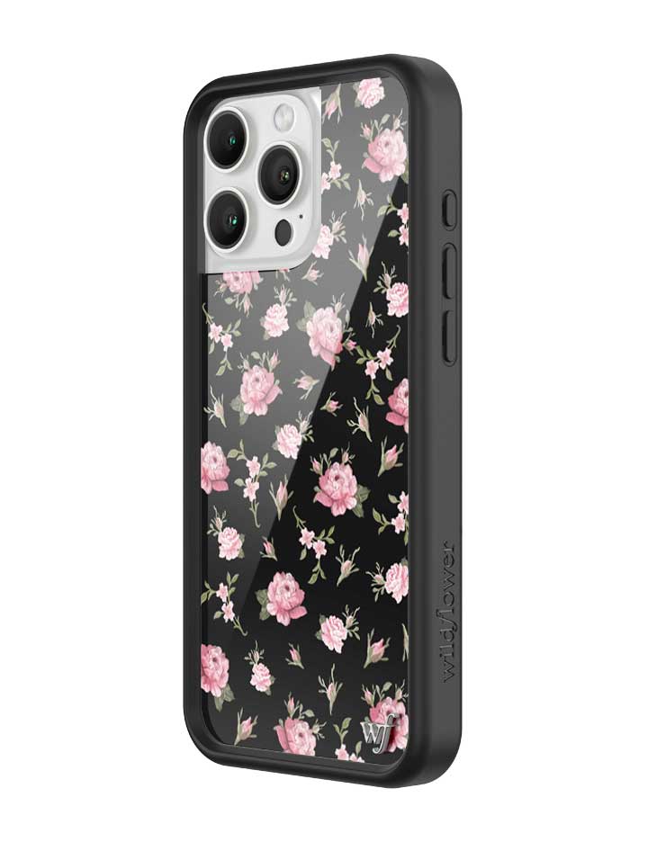 Wildflower Cases Black and Pink Floral iPhone 16 Pro Max Case