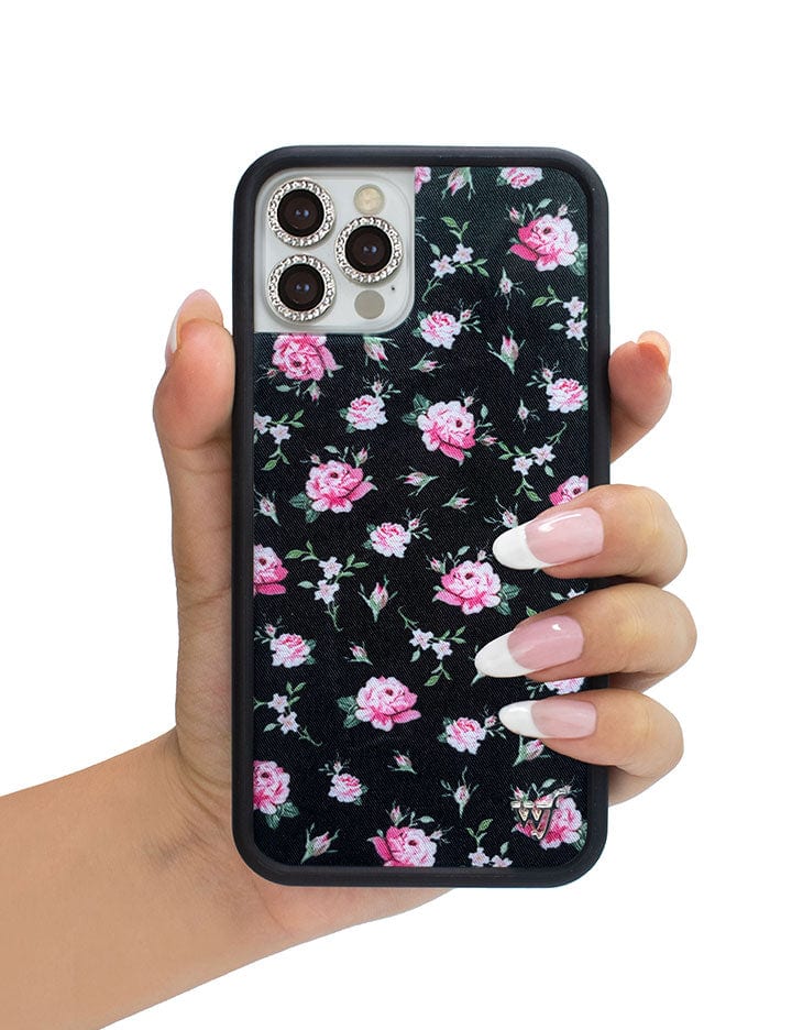 Wildflower Cases Black and Pink Floral iPhone 16 Pro Max Case