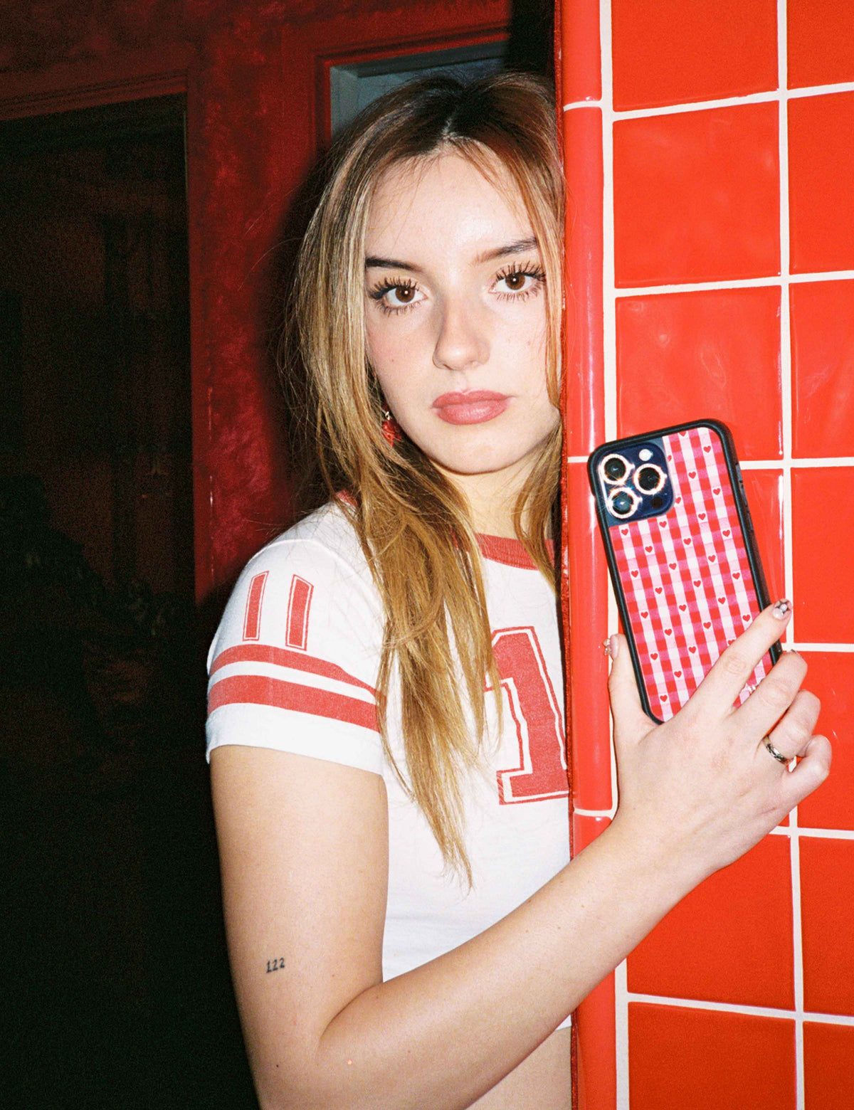 Wildflower Cases Gingham Hearts - Red iPhone 15 Pro Max Case